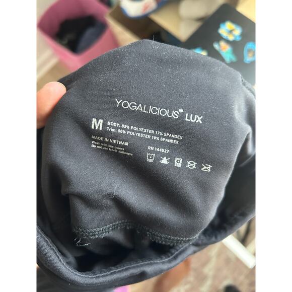 Yogalicious Lux Full Length Black Leggings - Women's Medium Gathered Waistband - Picture 5 of 5